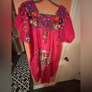 Vibrant Pink Embroidered Dress